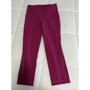 Lululemon 21" Deep Plum Burgundy Wine Crop Leggings Size 4 EUC